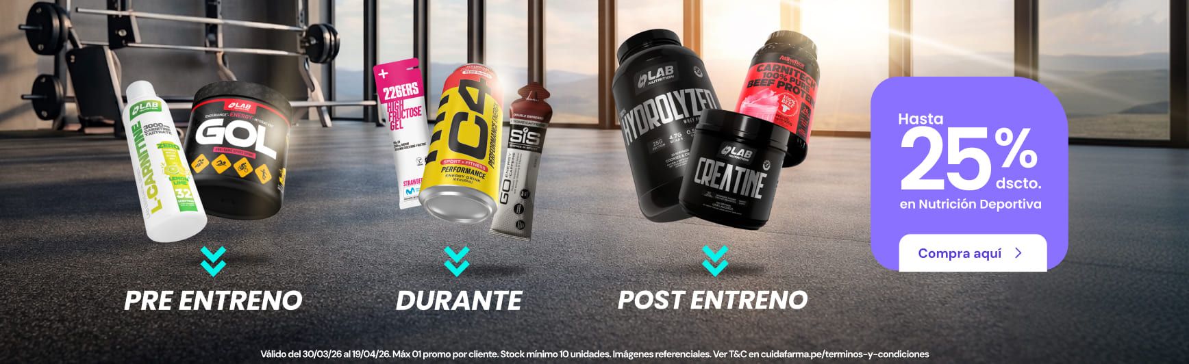 Hasta 25% dscto nutricion deportiva